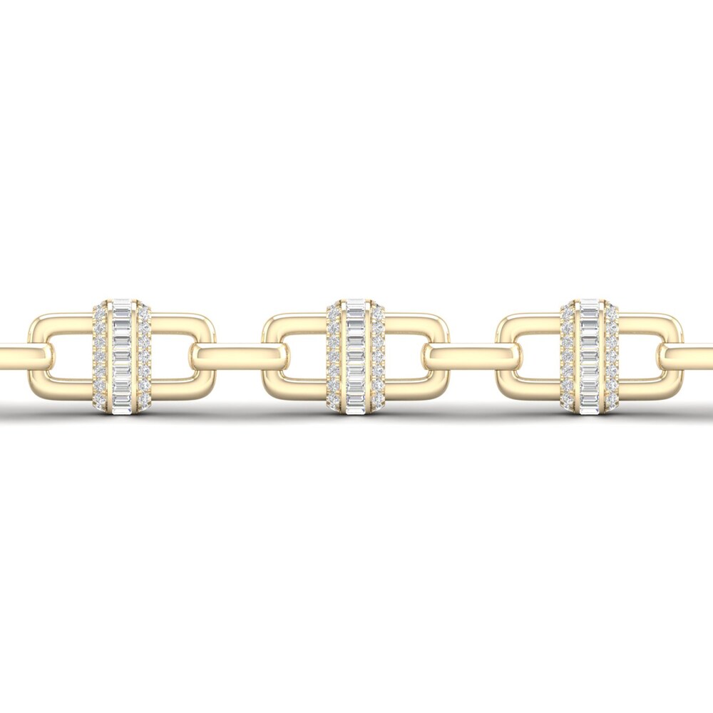 Men\'s Lab-Created Diamond Bracelet 3-1/3 ct tw Round/Baguette 14K Yellow Gold lkBfdxv3