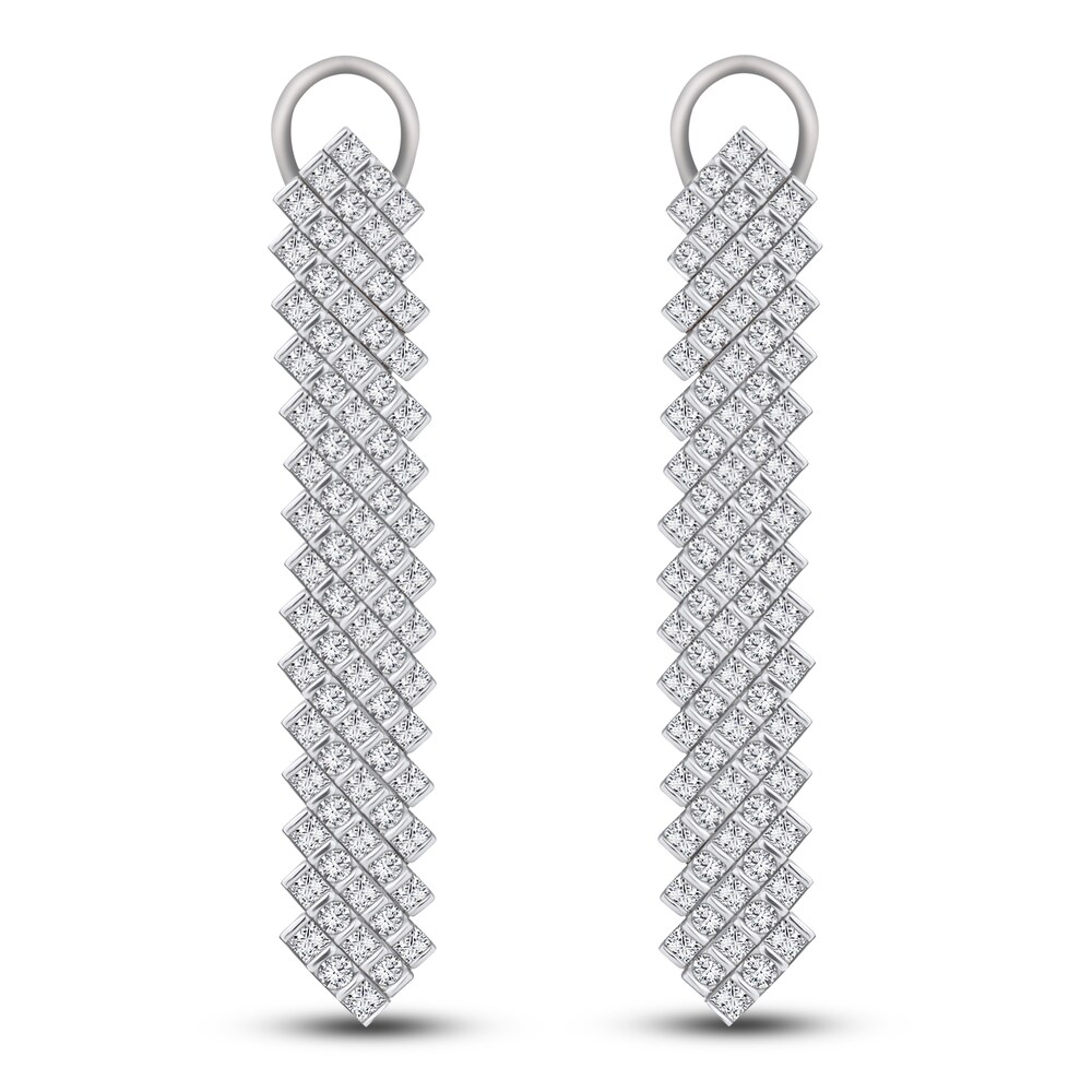 Diamond Dangle Earrings 3 ct tw Round 14K White Gold lpw6Es2U