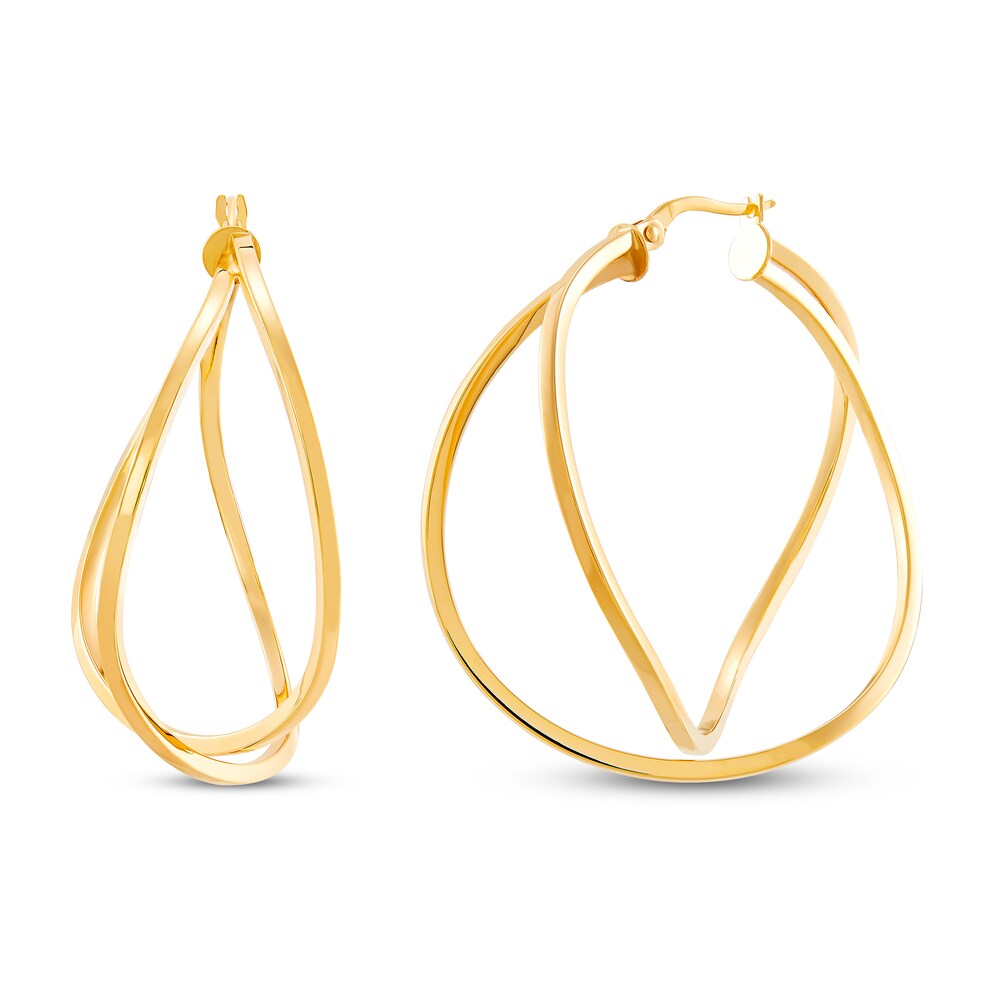 Italia D'Oro Curved Crossover Hoop Earrings 14K Yellow Gold lpx5eQba
