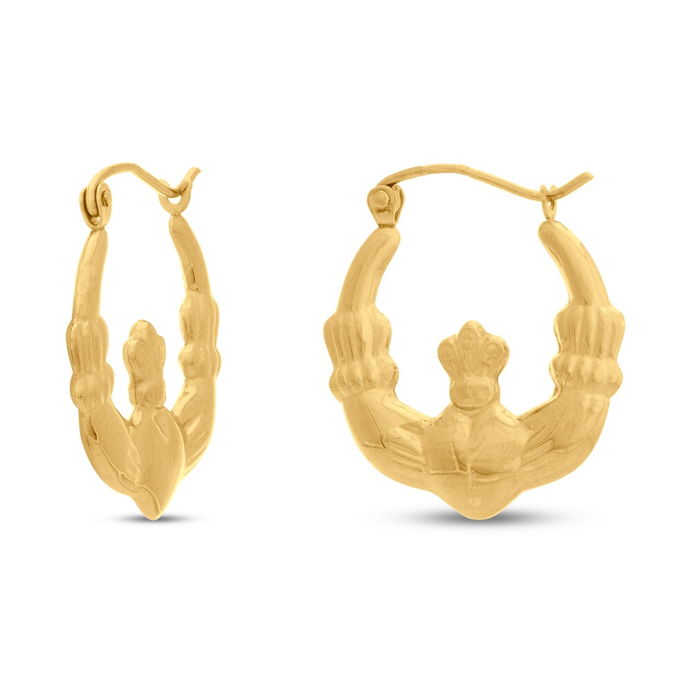 Claddagh Hoop Earrings 14K Yellow Gold lq7MUVCo