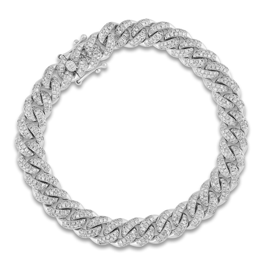 Diamond Cuban Link Bracelet 2-7/8 ct tw Round 10K White Gold 7\" lvHUvPXN