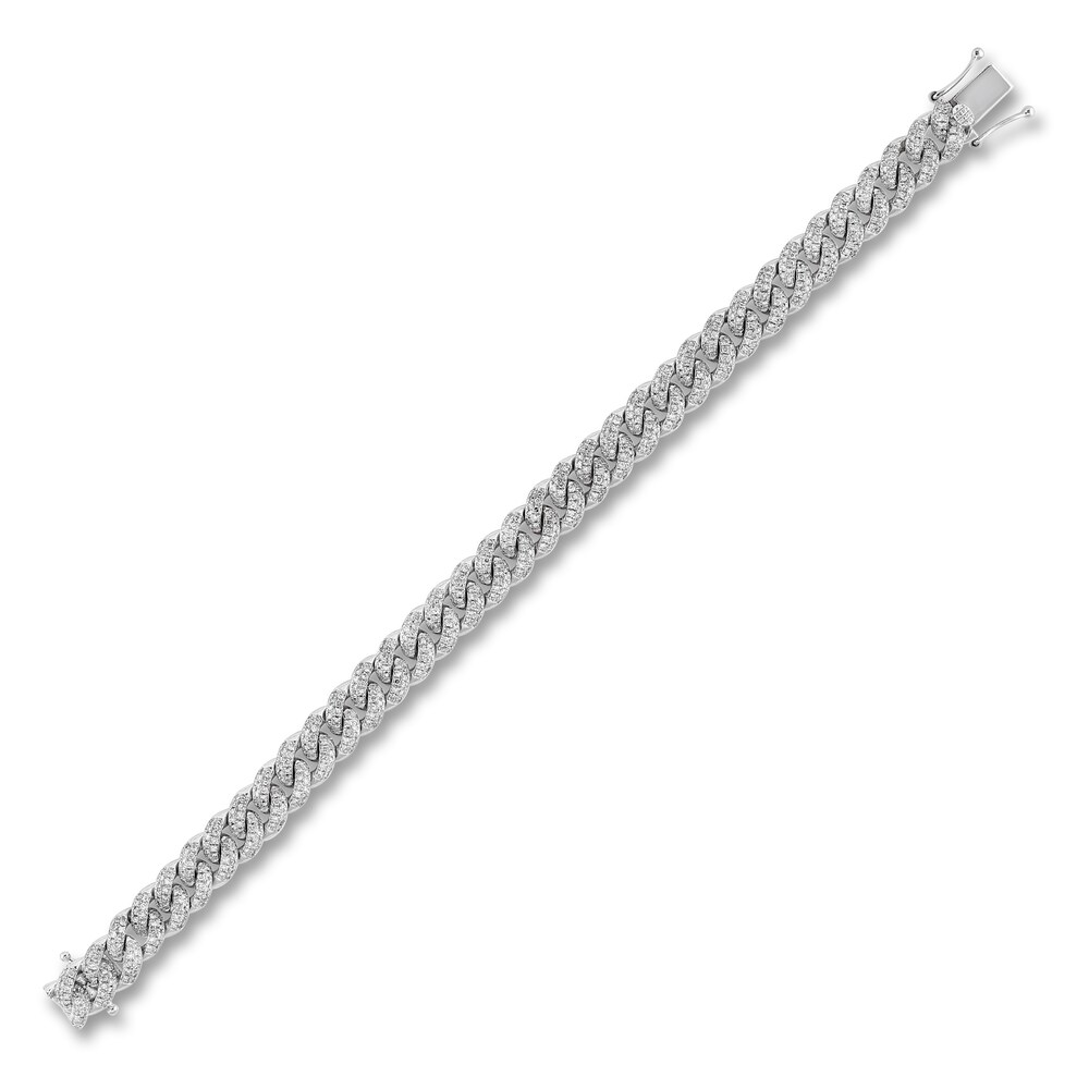 Diamond Cuban Link Bracelet 2-7/8 ct tw Round 10K White Gold 7\" lvHUvPXN