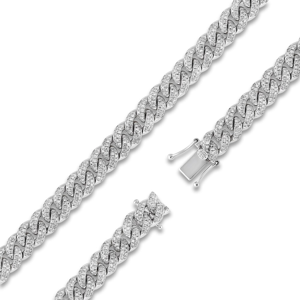 Diamond Cuban Link Bracelet 2-7/8 ct tw Round 10K White Gold 7\" lvHUvPXN