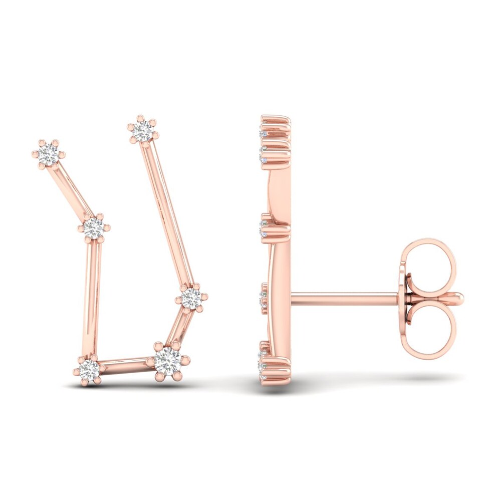 Diamond Gemini Constellation Earrings 1/8 ct tw Round 14K Rose Gold lwGWxPBt
