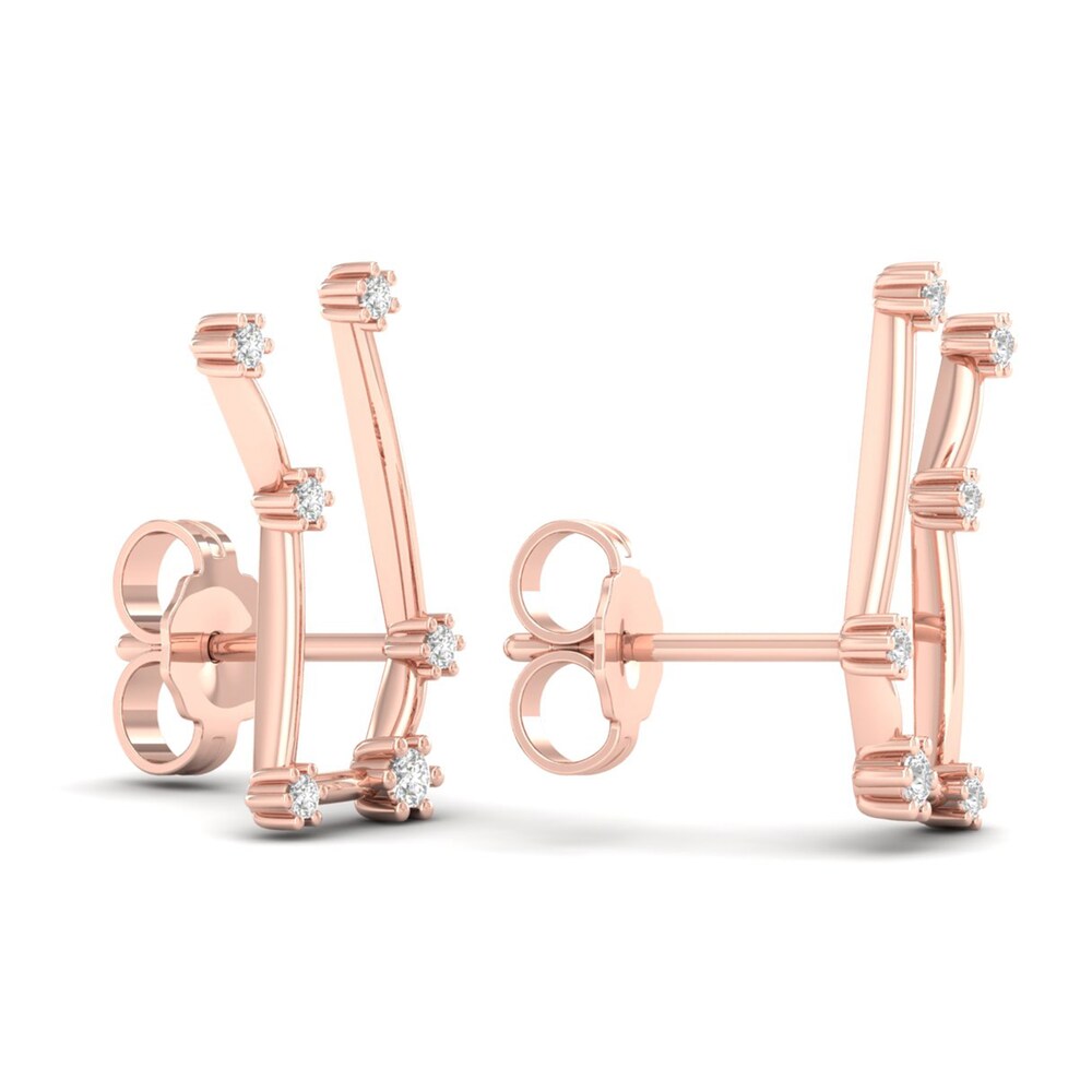 Diamond Gemini Constellation Earrings 1/8 ct tw Round 14K Rose Gold lwGWxPBt