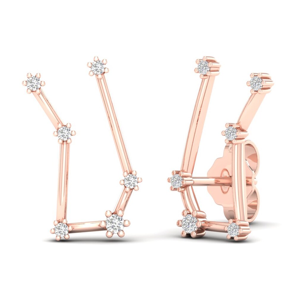 Diamond Gemini Constellation Earrings 1/8 ct tw Round 14K Rose Gold lwGWxPBt