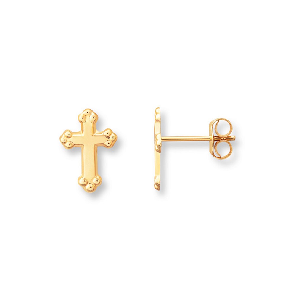 Young Teen Cross Earrings 14K Yellow Gold m3yrfvZ7