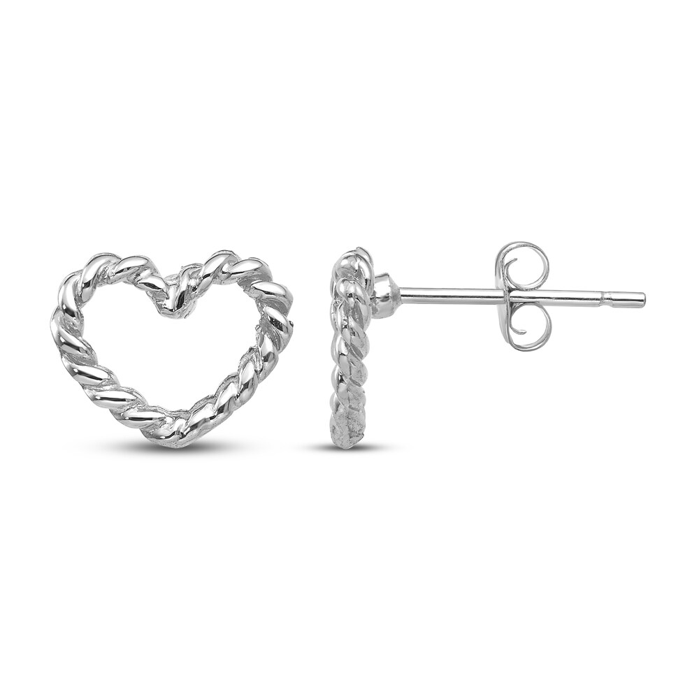 Heart Stud Earrings 14K White Gold m4A9qit3