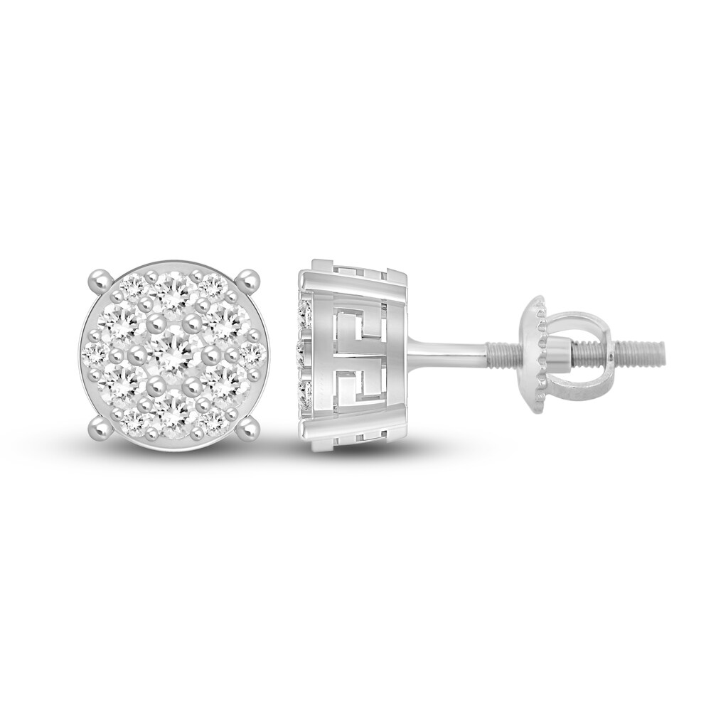 Men\'s Diamond Stud Earrings 1-1/2 ct tw Round 10K White Gold m9h4QRey