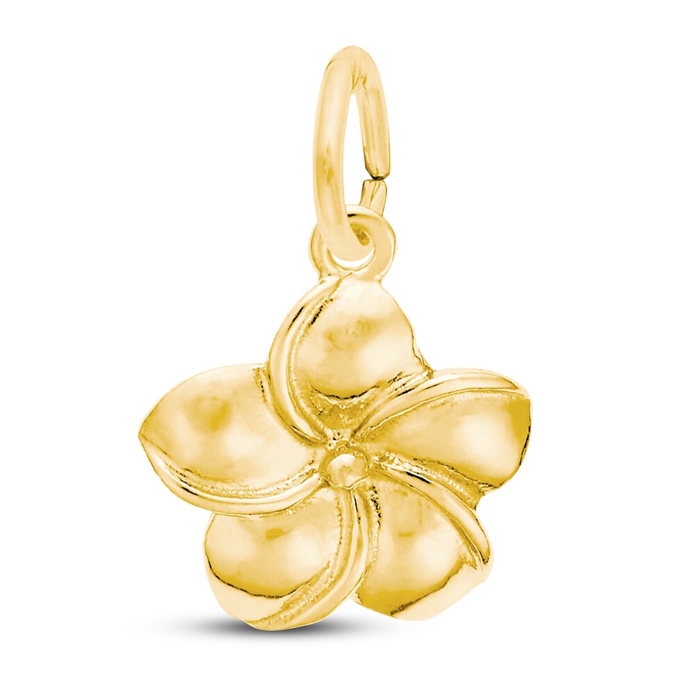 Plumeria Flower Charm 14K Yellow Gold mIVqmzg5