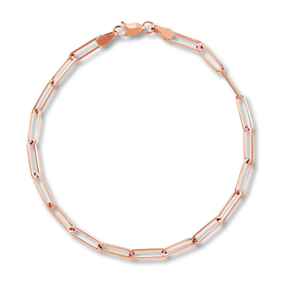 Paper Clip Chain Bracelet 14K Rose Gold 8" mKNpAwv0