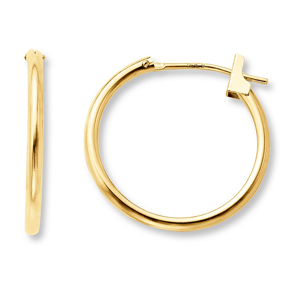 Hoop Earrings 14K Yellow Gold 18mm mRIEtBg5