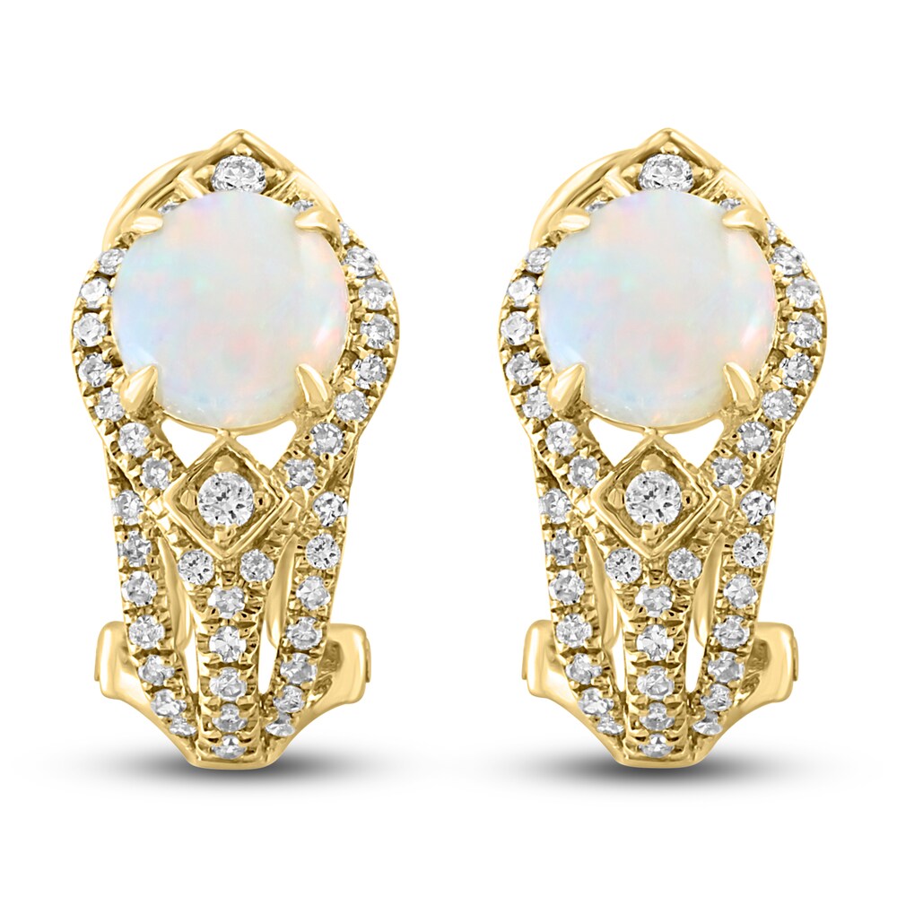 LALI Jewels Natural Opal Earrings 1/3 ct tw Diamonds 14K Yellow Gold mUNHmoj1