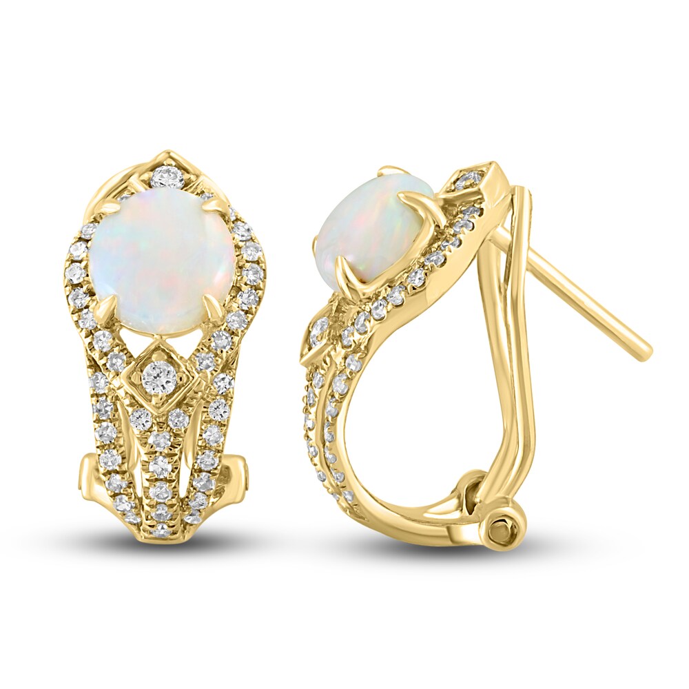 LALI Jewels Natural Opal Earrings 1/3 ct tw Diamonds 14K Yellow Gold mUNHmoj1