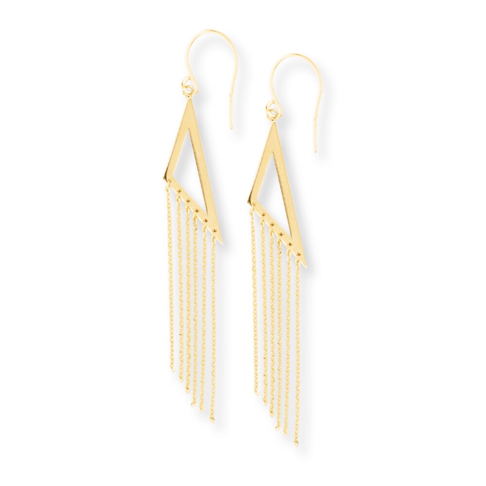 Triangle Fringe Earrings 14K Yellow Gold mWHMmVl7