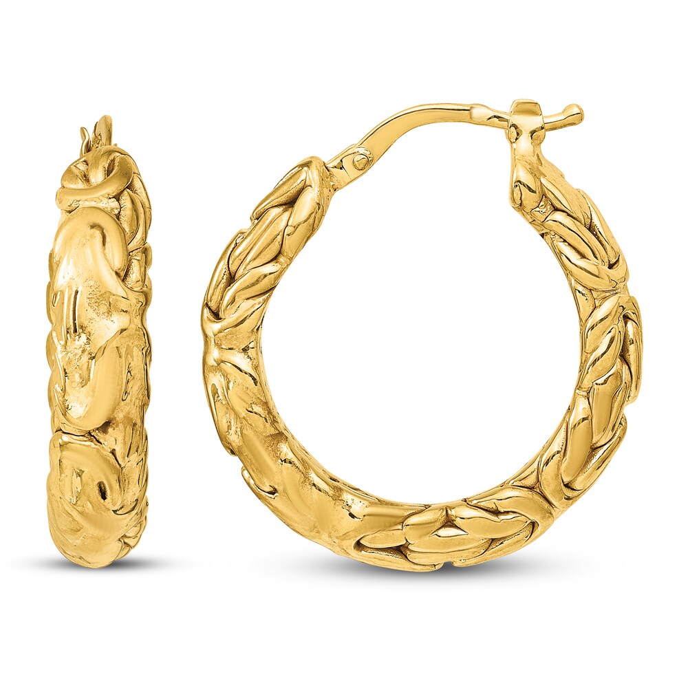 Textured Hoop Earrings 14K Yellow Gold mWOF1G42