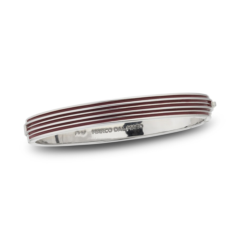 Marco Dal Maso Men's Acies Wide Bangle Bracelet Red Enamel Sterling Silver 7" mWYwHg3J