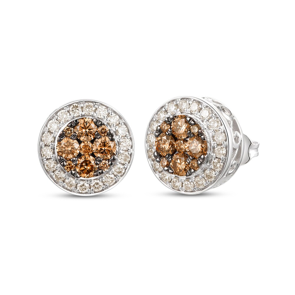 Le Vian Chocolate Diamond Stud Earrings 1-1/3 ct tw Round 14K Vanilla Gold mX4IUpRL