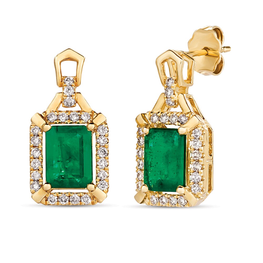 Le Vian Emerald Earrings 3/8 ct tw Diamonds 14K Honey Gold mXuORCDY