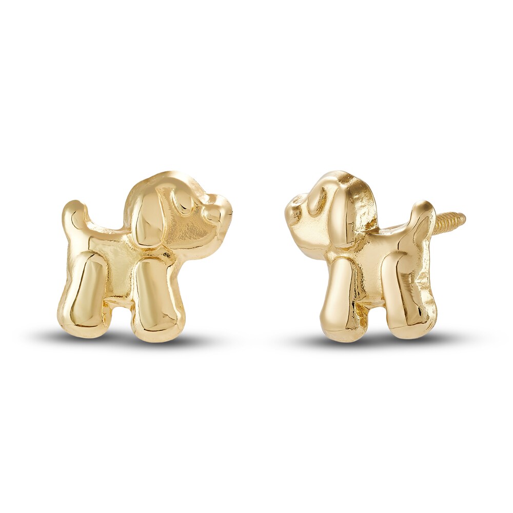 Puppy Dog Baby Stud Earrings 14K Yellow Gold mXz060yM