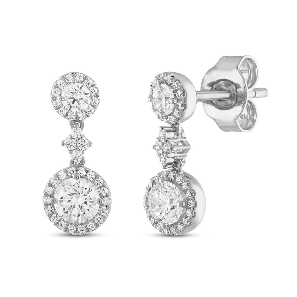Hearts Desire Diamond Earrings 1 ct tw Round 18K White Gold mZNJ7Snk