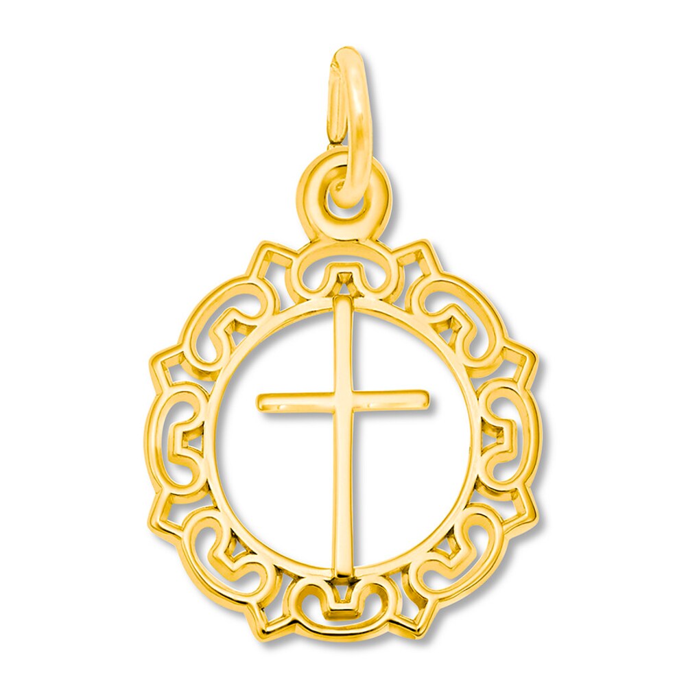 Cross Charm 14K Yellow Gold mbPHL7Kg