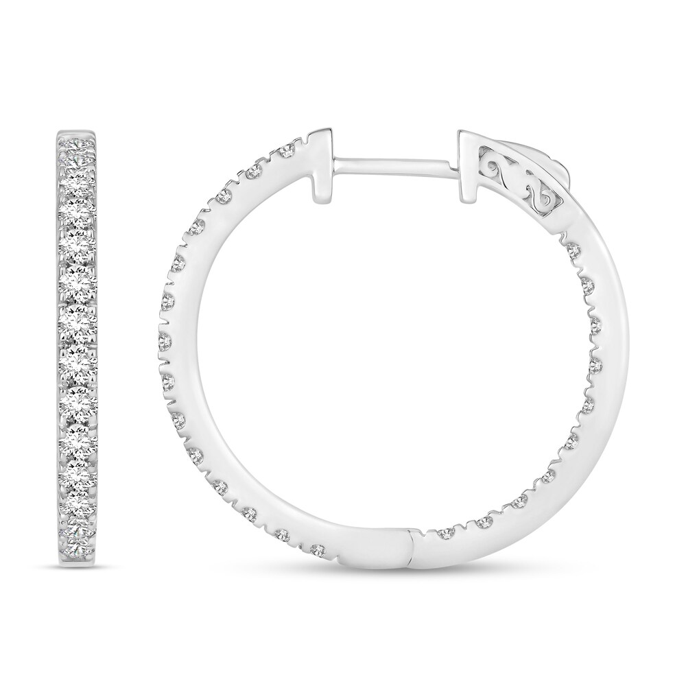 Diamond Hoop Earrings 2 ct tw Round 18K White Gold mecTHiS6