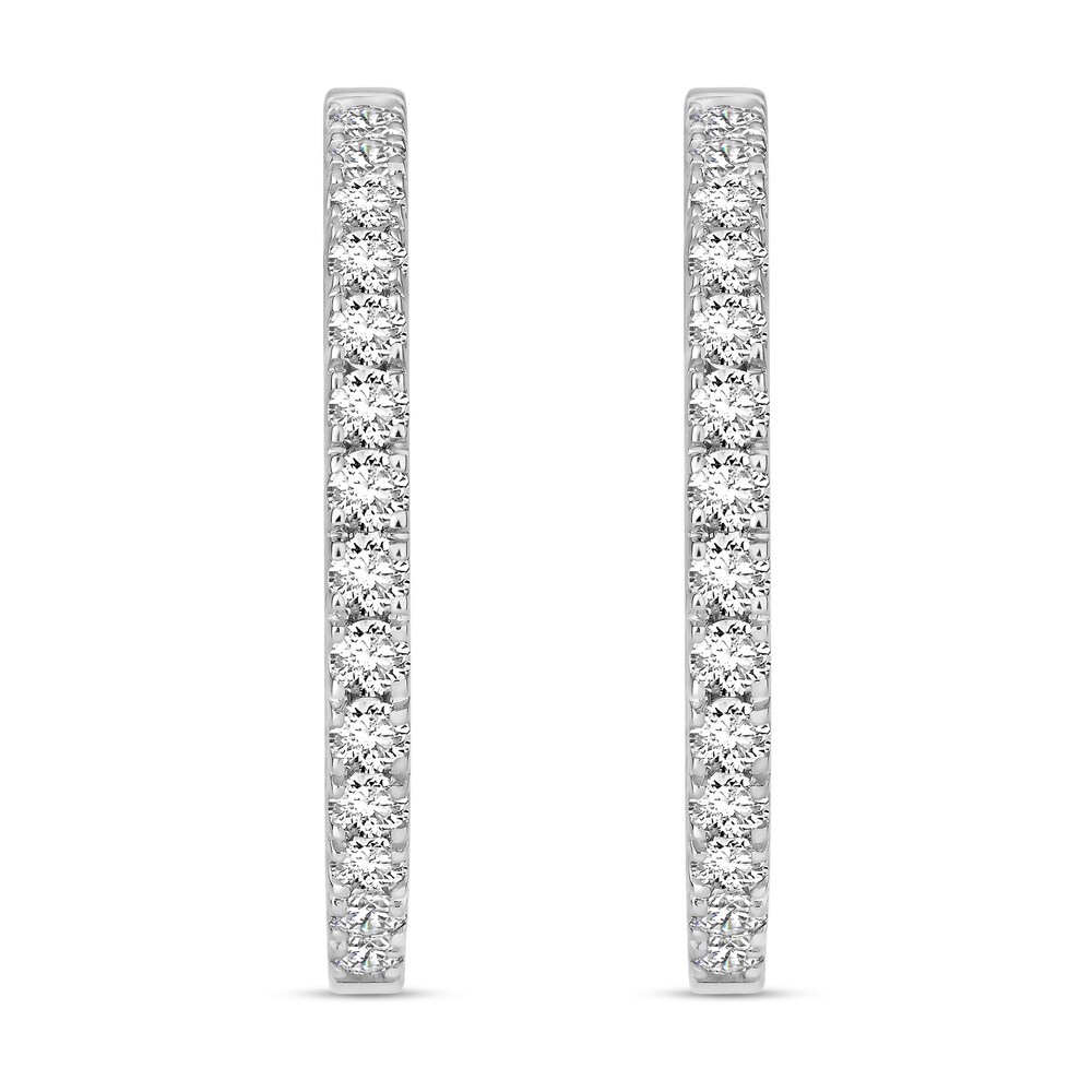 Diamond Hoop Earrings 2 ct tw Round 18K White Gold mecTHiS6