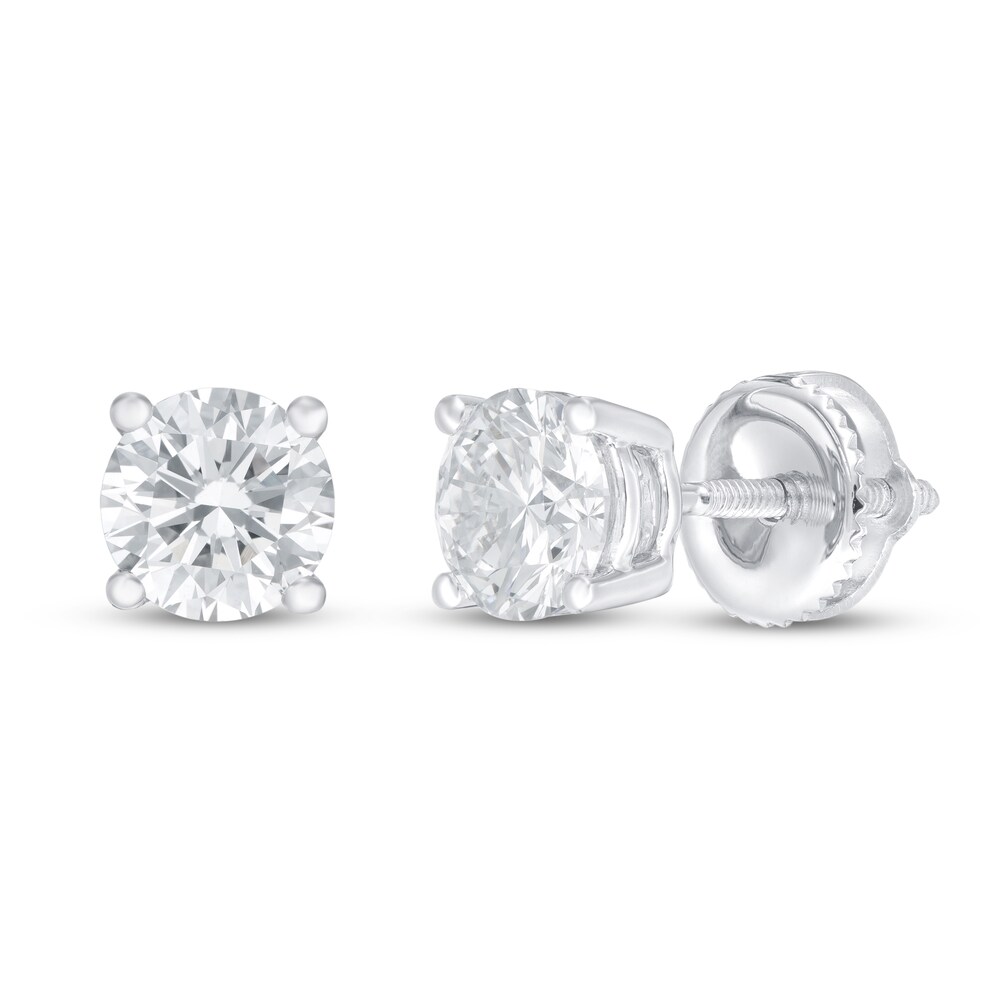 Lab-Created Diamond Solitaire Earrings 3/4 ct tw Round 14K White Gold (SI2/F) mkMrypPG