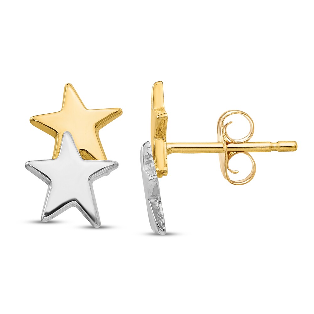 Star Stud Earrings 14K Two-Tone Gold mnGNn1XA