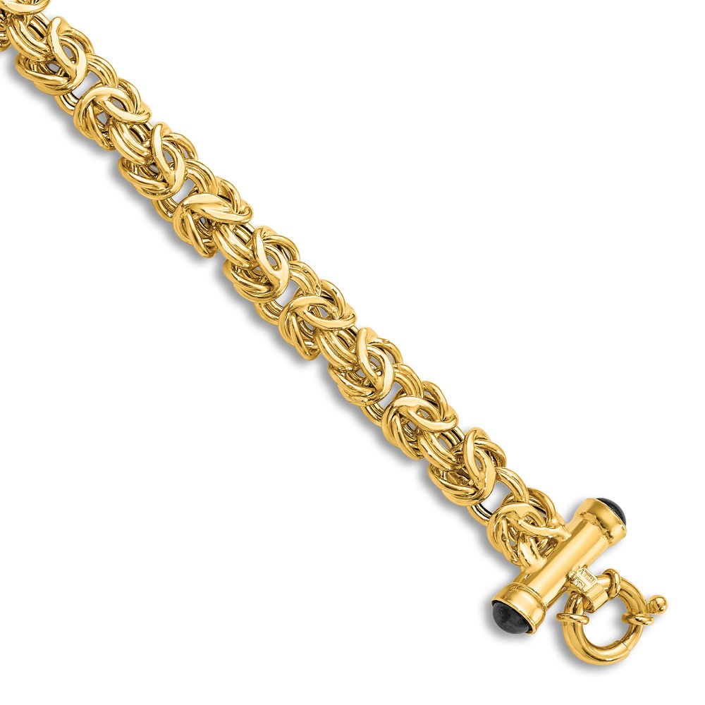 High-Polish Link Bracelet Black Onyx 14K Yellow Gold 8" mnIVZkDl