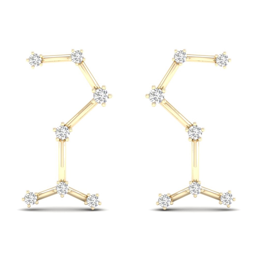 Diamond Scorpio Constellation Earrings 1/8 ct tw Round 14K Yellow Gold mpGHJS2S