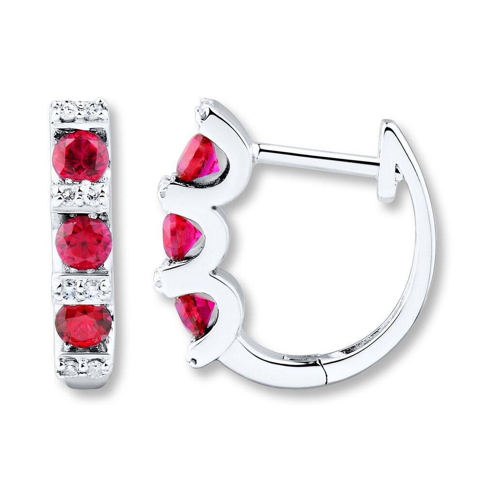 Lab-Created Ruby Earrings 1/20 ct tw Diamonds Sterling Silver mspWOuEG