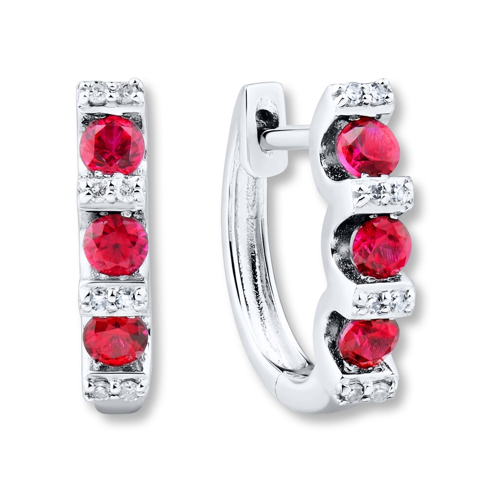 Lab-Created Ruby Earrings 1/20 ct tw Diamonds Sterling Silver mspWOuEG