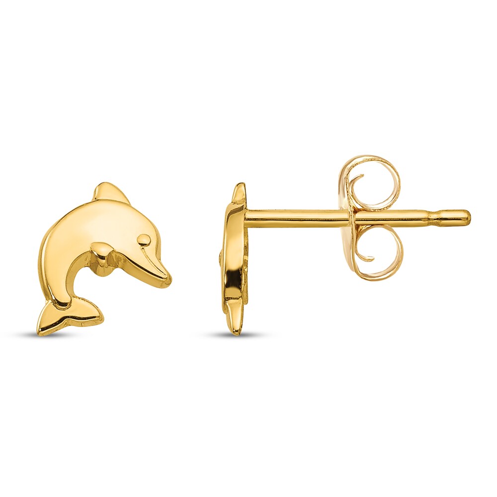 Dolphin Post Earrings 14K Yellow Gold mt07Yu5y