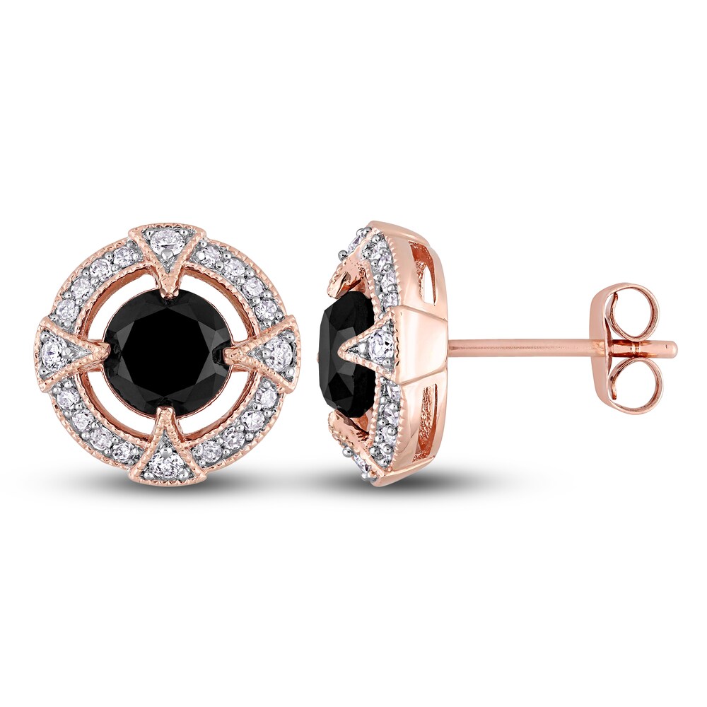 Black & White Diamond Stud Earrings 2-1/5 ct tw Round 10K Rose Gold muWQGR29