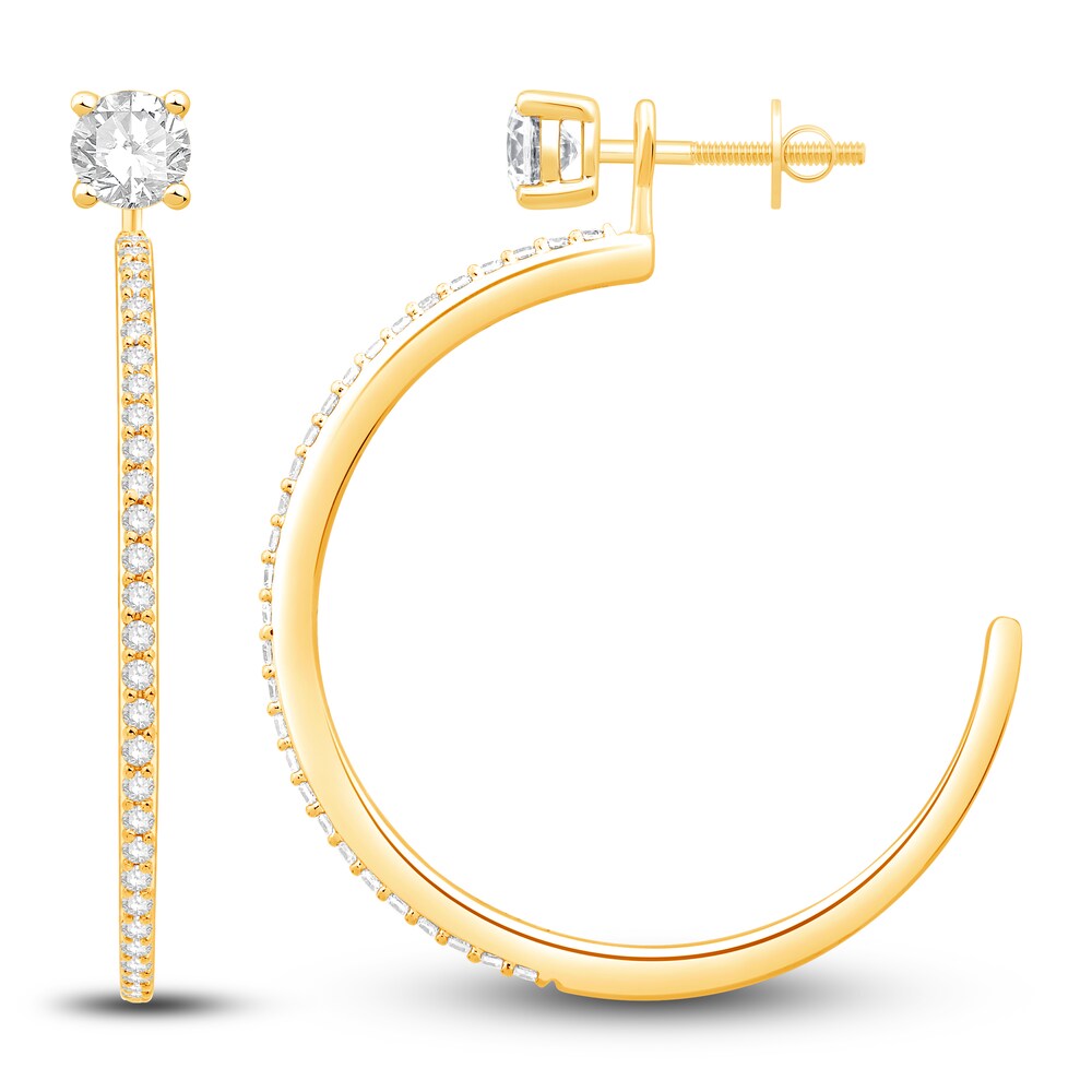 Diamond Hoop Earring Jackets 1/3 ct tw Round 14K Yellow Gold n1YaMdIB