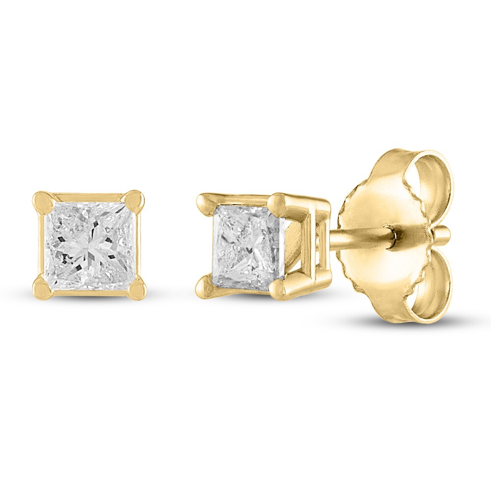 Diamond Solitaire Earrings 1/3 ct tw Princess 14K Yellow Gold (I2/I) n9vxU3Q3