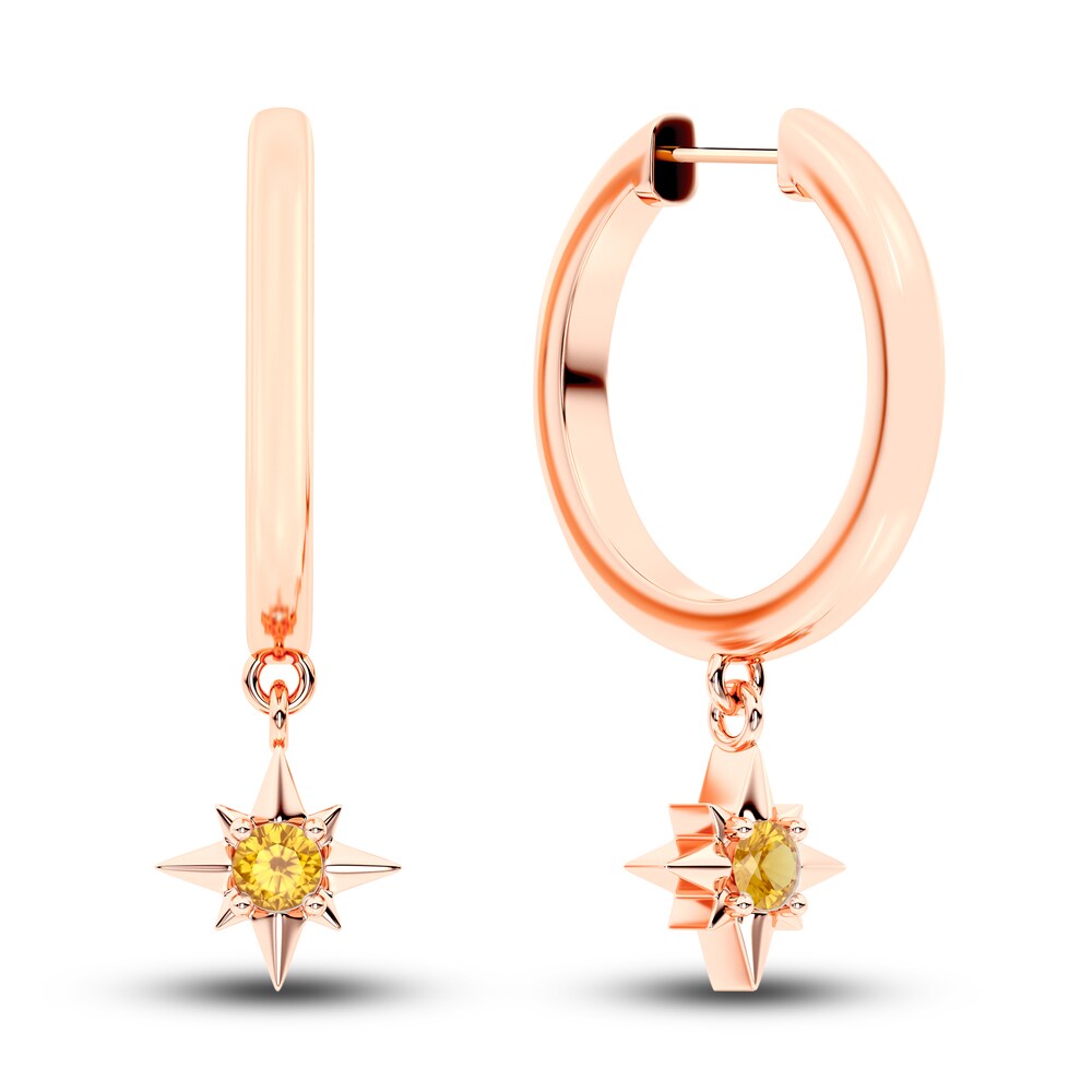 Juliette Maison Natural Citrine Starburst Hoops 10K Rose Gold nEnrwxxT