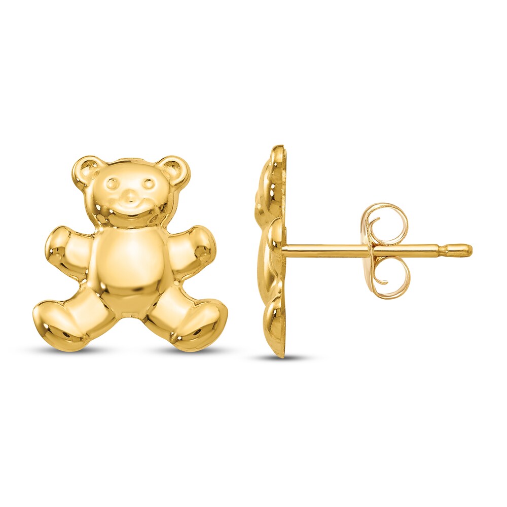 Teddy Bear Stud Earrings 14K Yellow Gold nGkDnp2e
