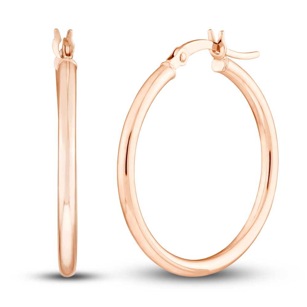 Polished Hoop Earrings 14K Rose Gold 25mm nHXrOaKq