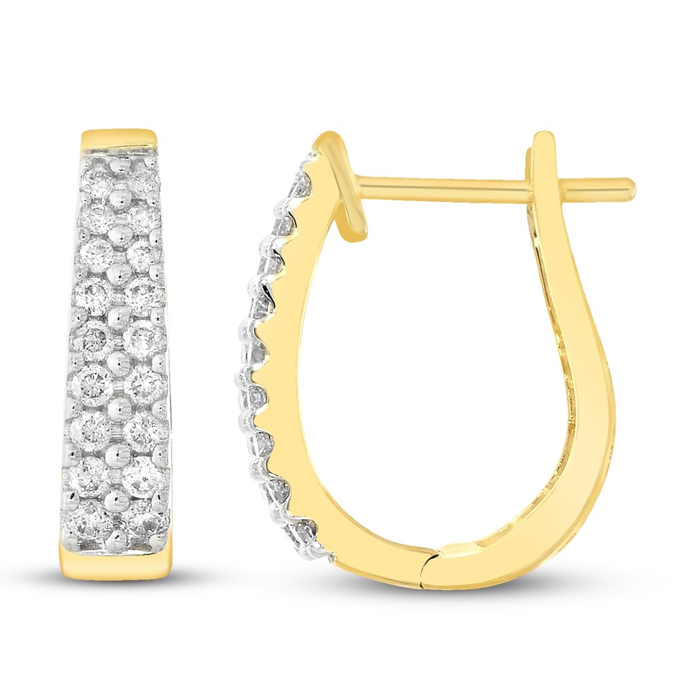 Diamond Hoop Earrings 1/2 ct tw Round 14K Yellow Gold nMNXBUkJ