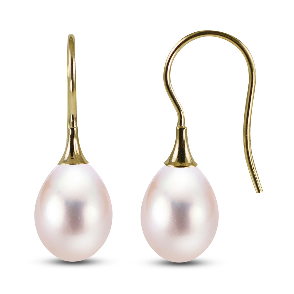 Cultured Freshwater Pearl Drop Earrings 14K Yellow Gold nN0J9Ycv