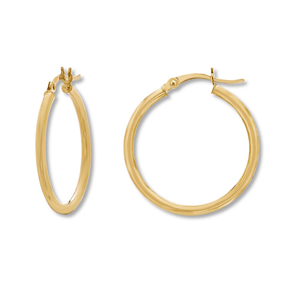 Round Hoop Earrings 14K Yellow Gold nTJPPgSk