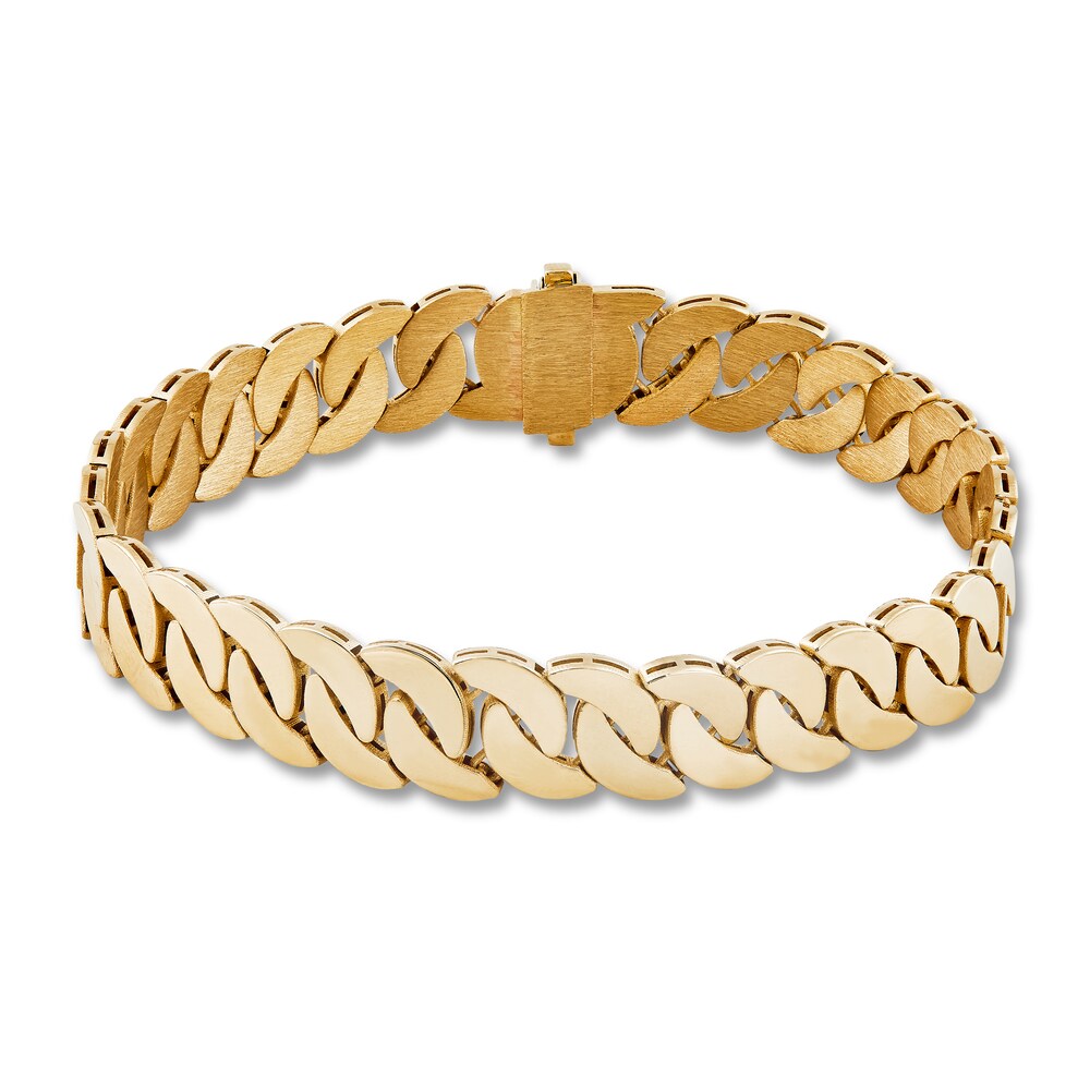 Italia D'Oro Men's Flat Link Chain Bracelet 14K Yellow Gold 8.5" nUcX8jh7