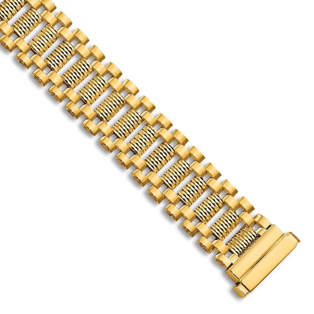 Men's Diamond-Cut Link Chain Bracelet 14K Yellow Gold 7.75" nVKP1qkw
