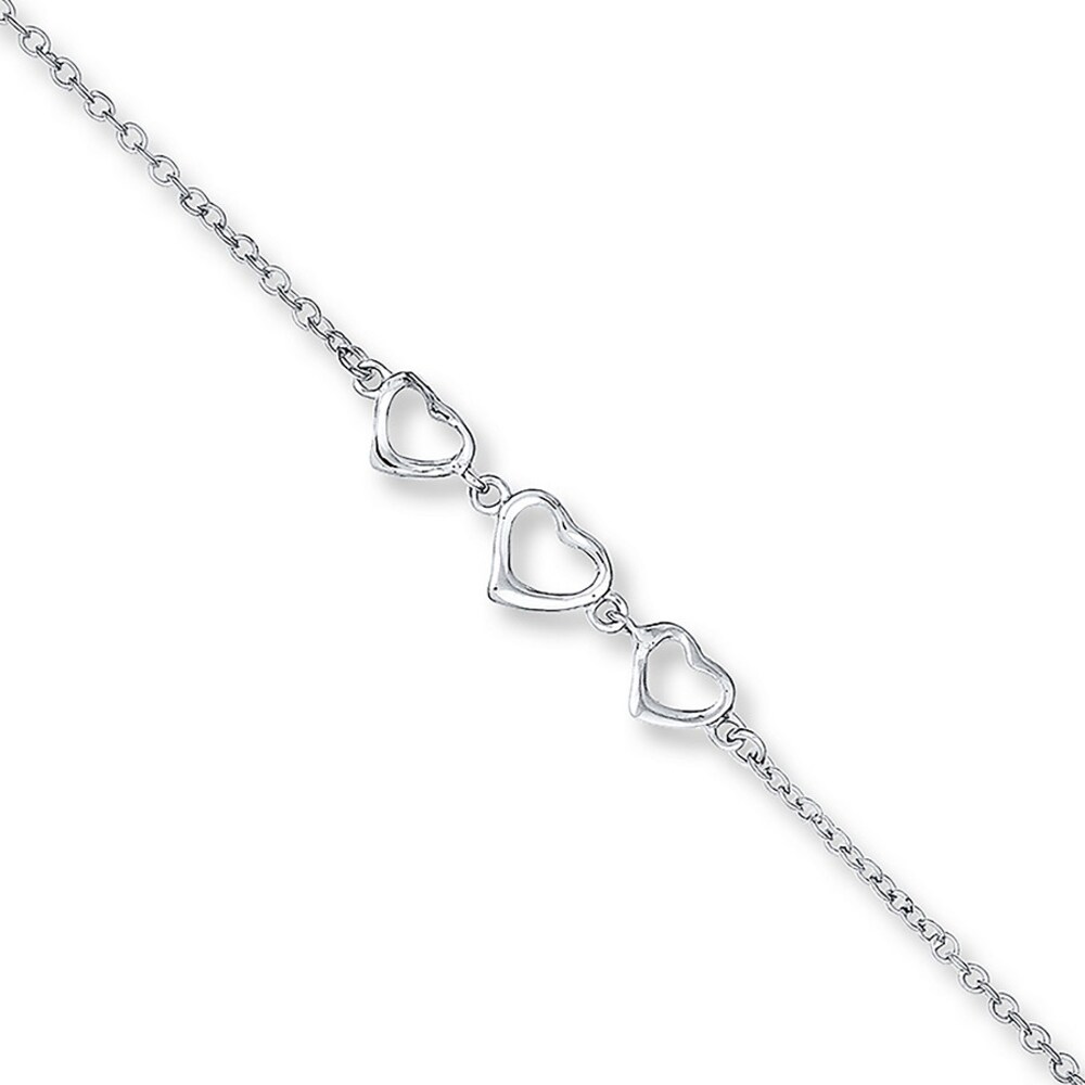 Heart Link Anklet Sterling Silver 10 -11 Length nWKDwRdS