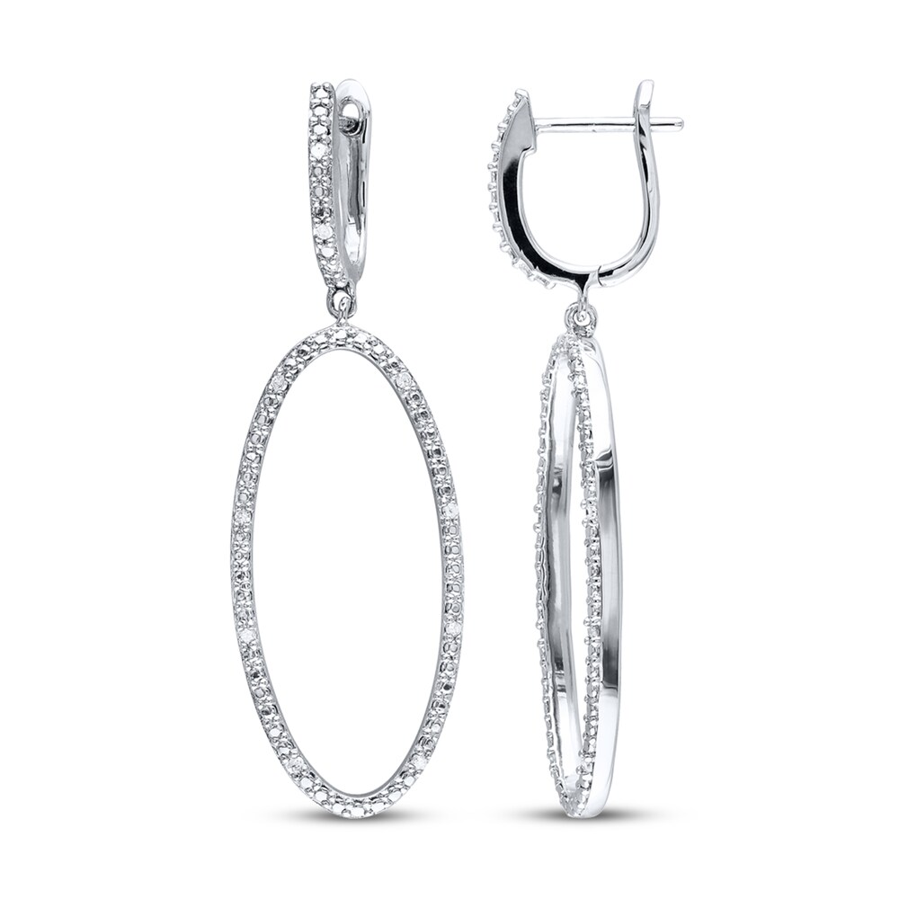 Diamond Dangle Earrings 1/10 ct tw Round-cut Sterling Silver nXj8DcGp