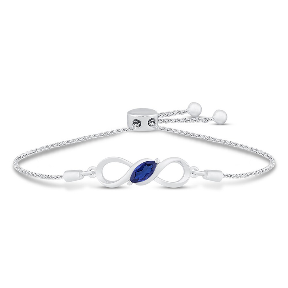 Lab-Created Sapphire Infinity Bolo Bracelet Sterling Silver nYSn3J0f