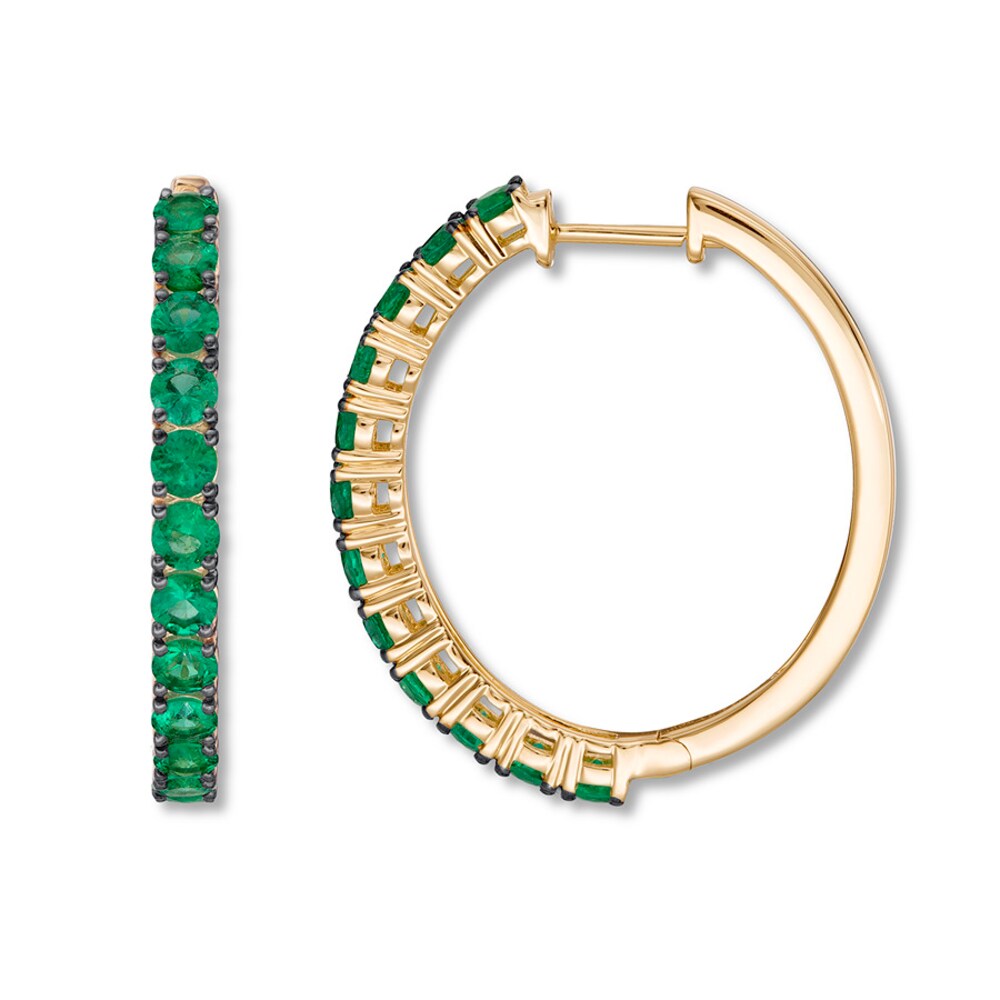 Le Vian Natural Emerald Hoop Earrings 14K Honey Gold neHdp2yA